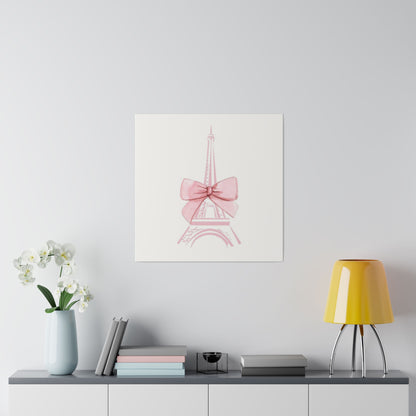 Eiffel Tower Bow Matte Canvas, Stretched