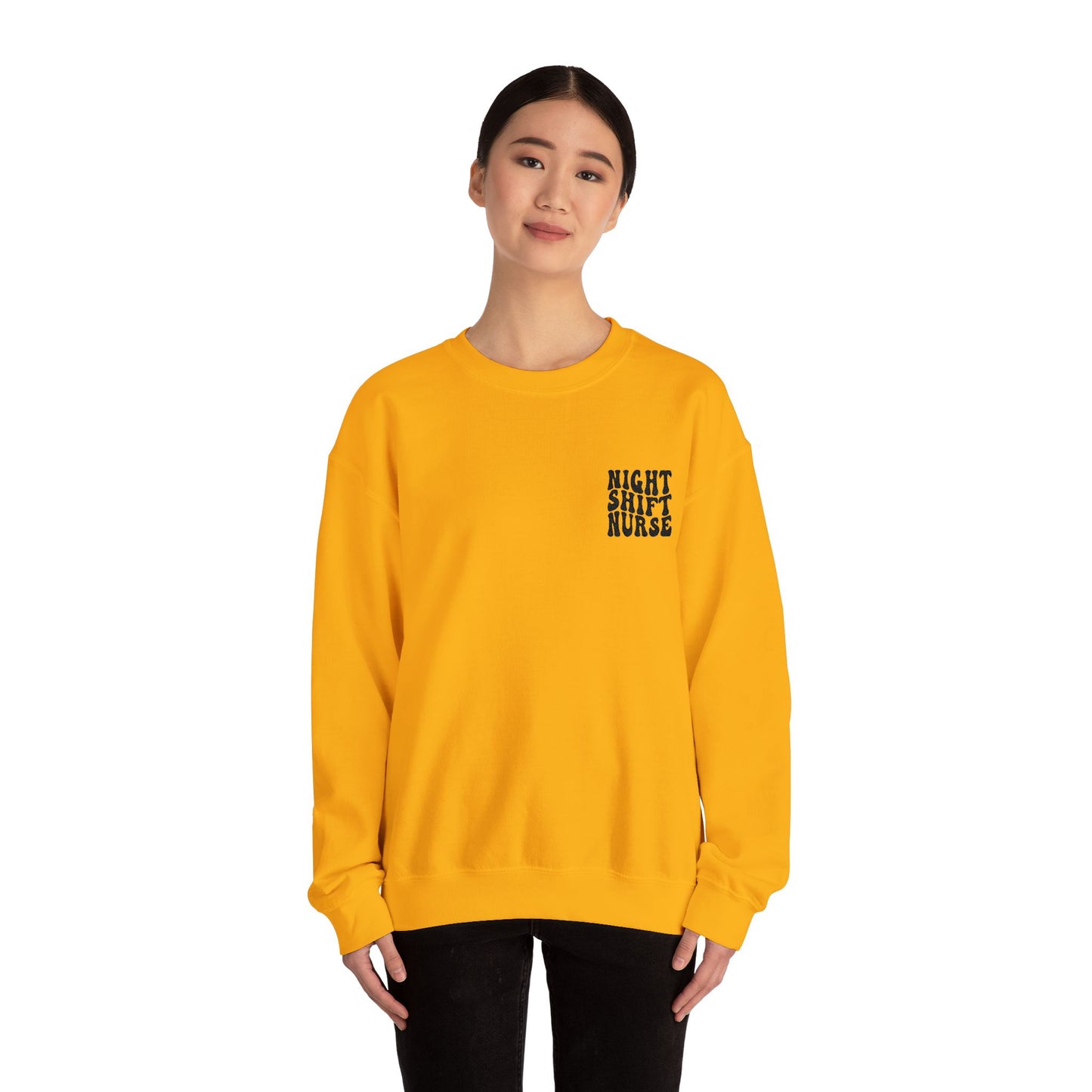 Night Shift Nurse Groovy Embroidered Crewneck Sweatshirt