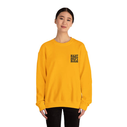 Night Shift Nurse Groovy Embroidered Crewneck Sweatshirt