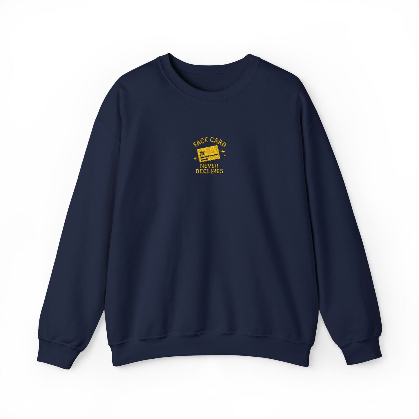Face Card Never Declines Embroidered Crewneck Sweatshirt