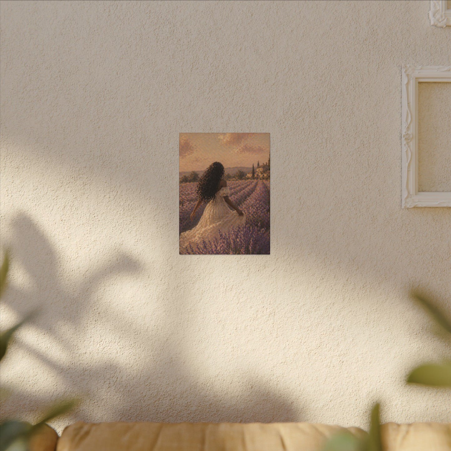 Lavender Field Canvas Print — Woman in Spring Meadow (Matte Stretched)