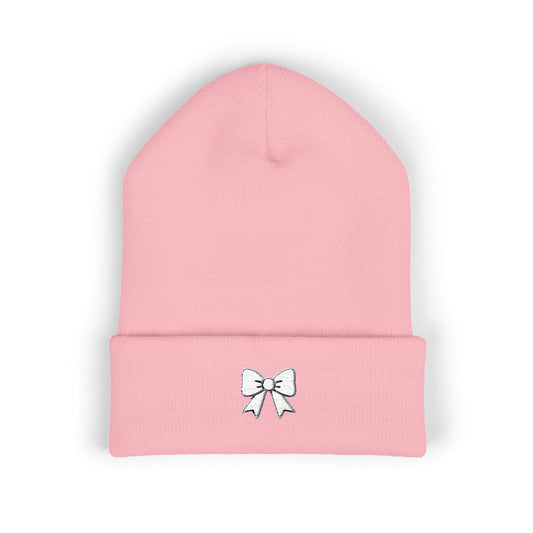 Emoji Bow Embroidered Classic Cuffed Beanie