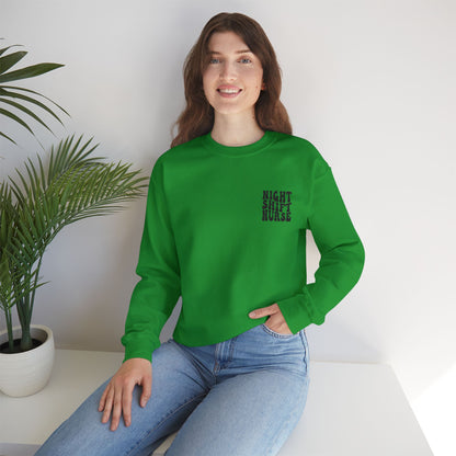 Night Shift Nurse Groovy Embroidered Crewneck Sweatshirt