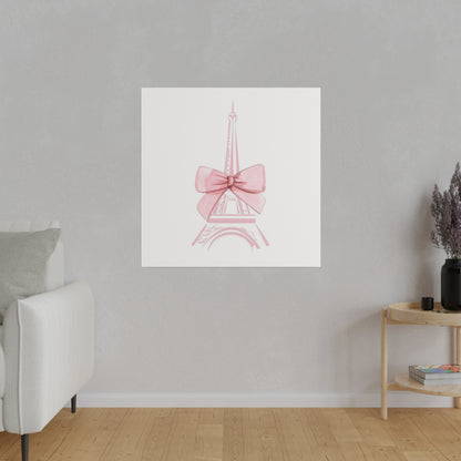 Eiffel Tower Bow Matte Canvas, Stretched