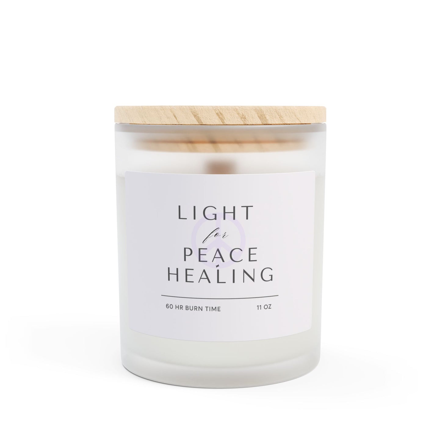 Light for Peace and Healing Frosted Glass Woodwick Candle