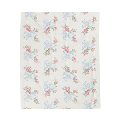 Rosa Beaux Blue Velveteen Plush Blanket
