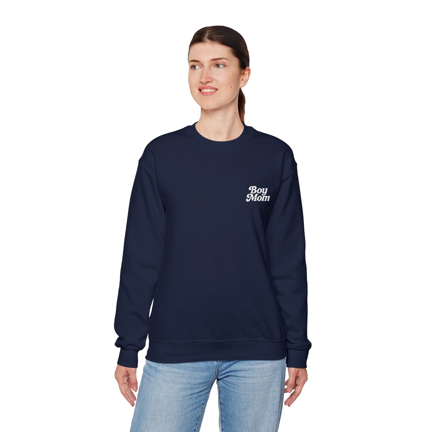 Boy Mom Retro Embroidered Crewneck Sweatshirt