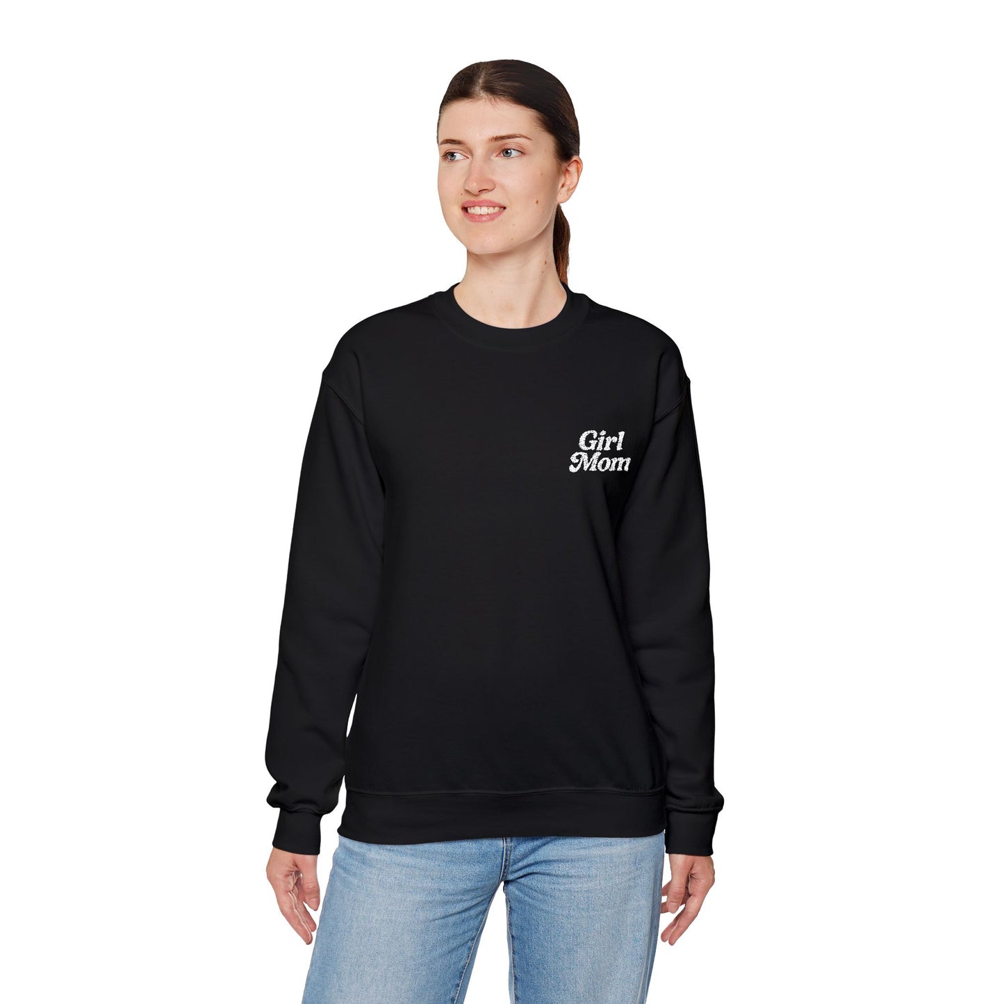 Girl Mom Retro Embroidered Crewneck Sweatshirt