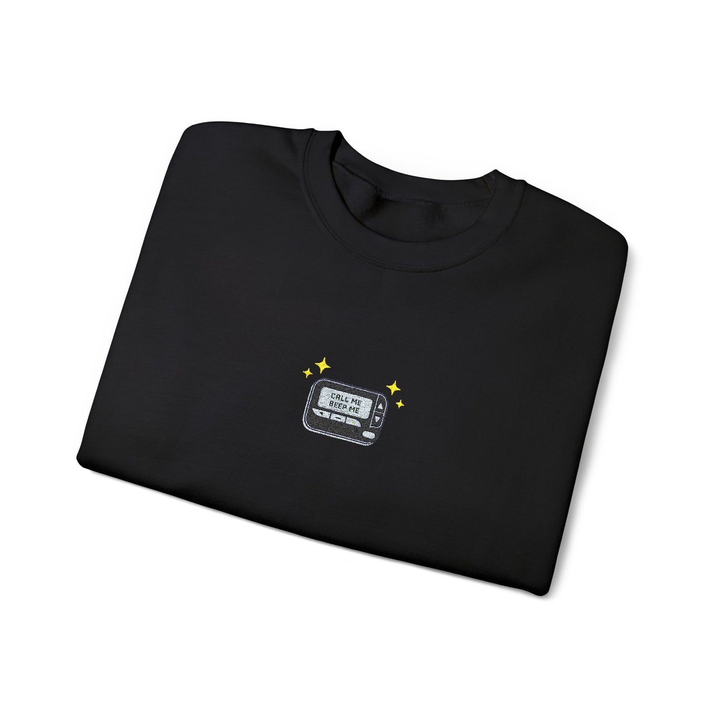 Call Me Beep Me Pager Embroidered Crewneck Sweatshirt