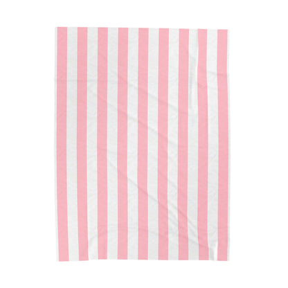 Pink Striped Summer Velveteen Plush Blanket