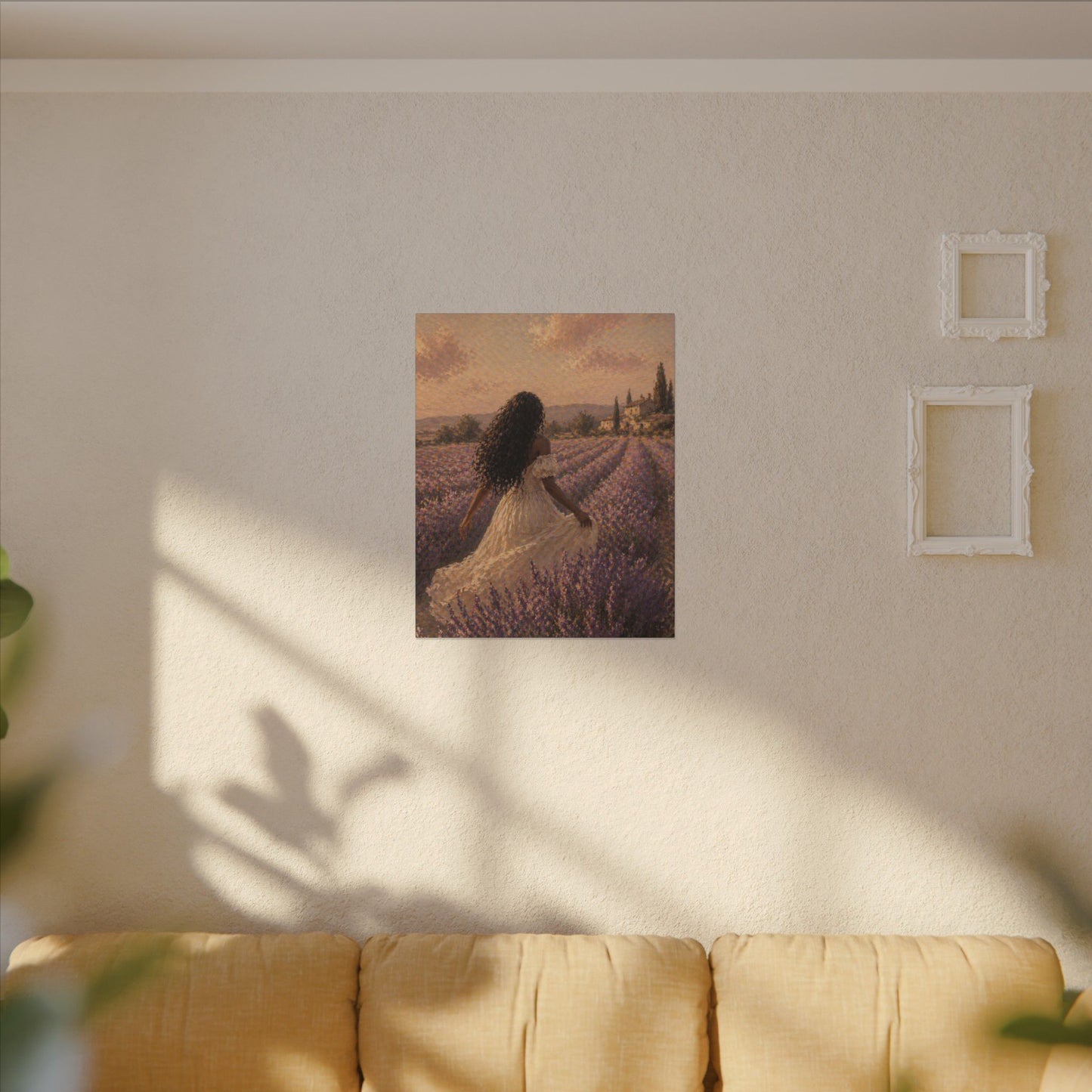 Lavender Field Canvas Print — Woman in Spring Meadow (Matte Stretched)