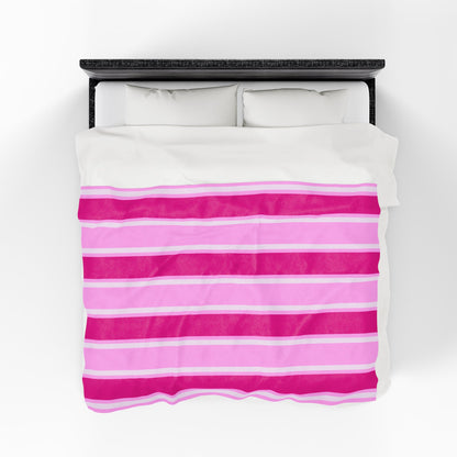 Think Pink Striped Velveteen Plush Blanket