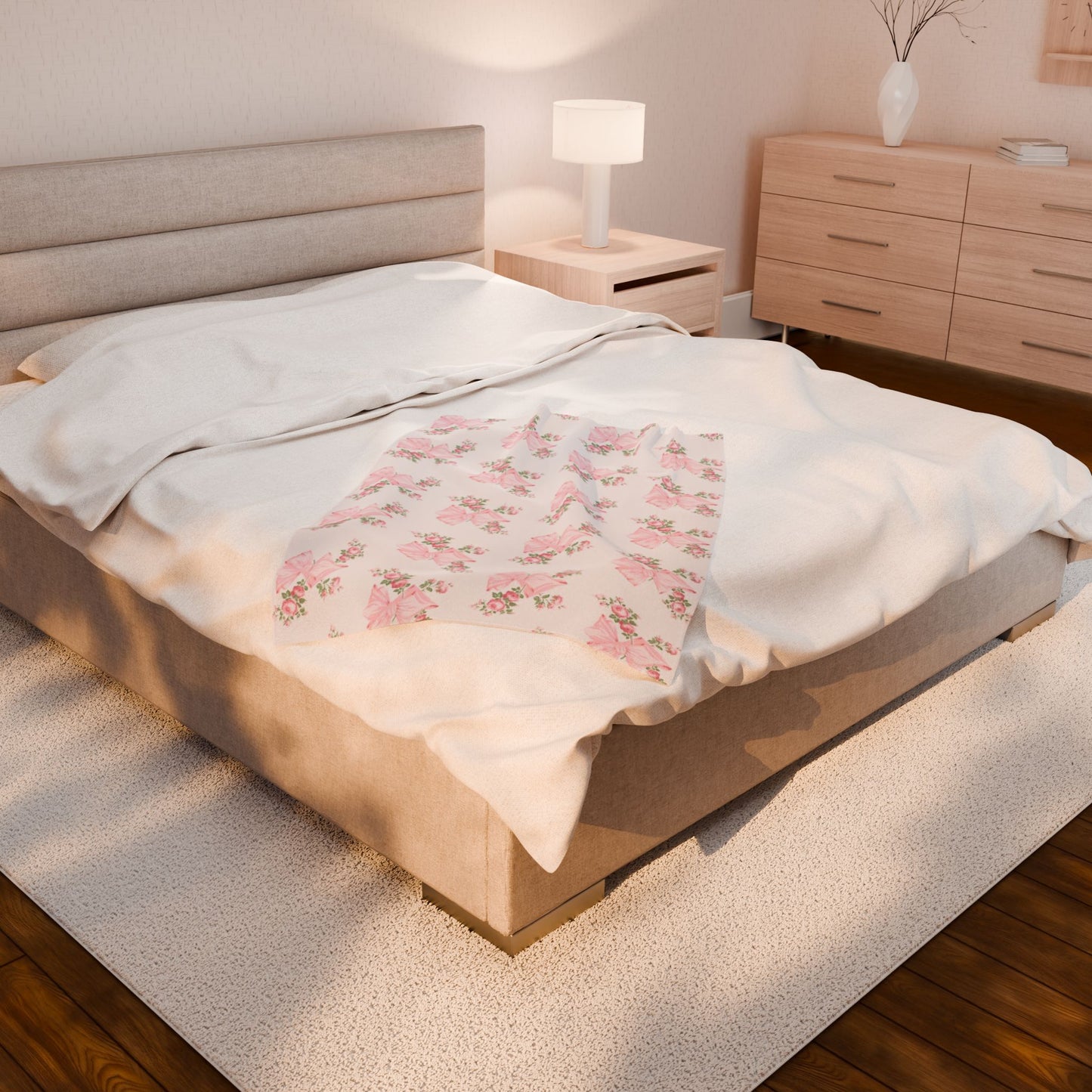Rosa Beaux Pink Velveteen Plush Blanket