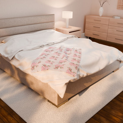Rosa Beaux Pink Velveteen Plush Blanket