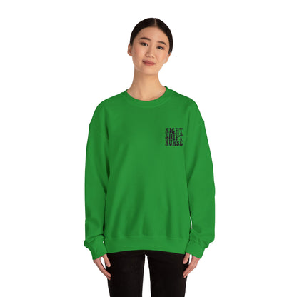Night Shift Nurse Groovy Embroidered Crewneck Sweatshirt