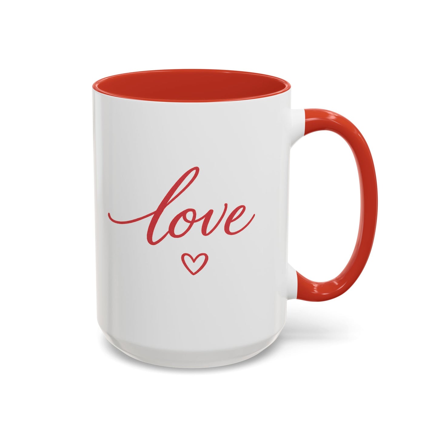 Love Script Accent Coffee Mug – Romantic Heart 11/15oz