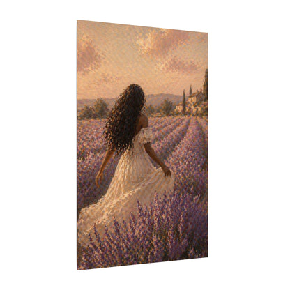 Lavender Field Canvas Print — Woman in Spring Meadow (Matte Stretched)
