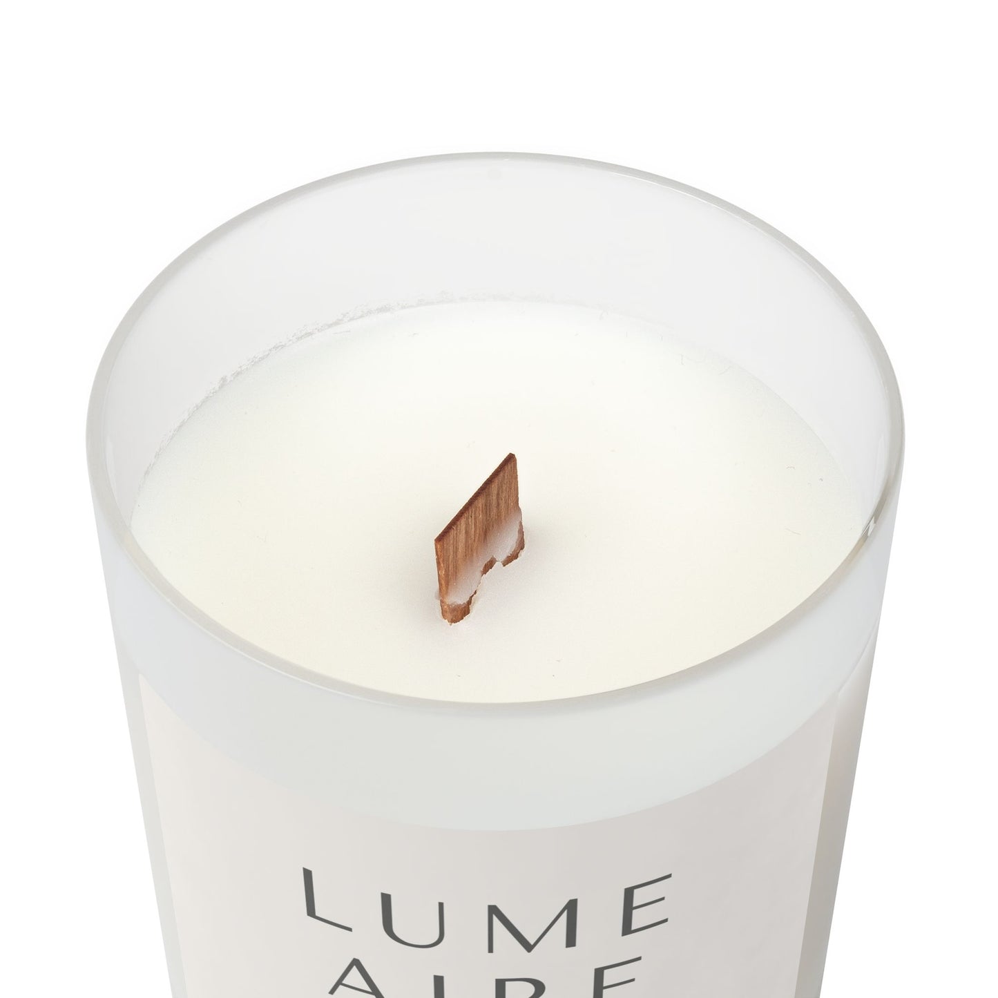 Lume Aire Frosted Glass Woodwick Candle