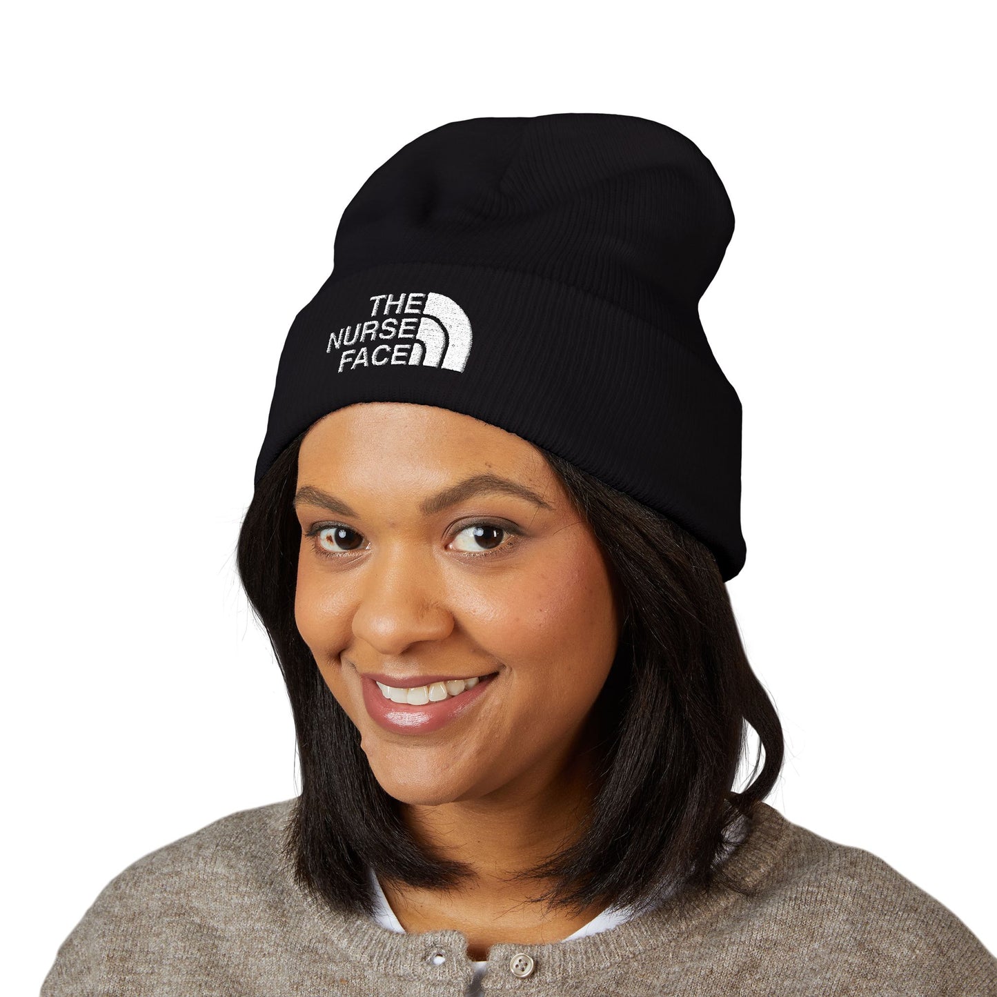 The Nurse Face Embroidered Classic Cuffed Beanie