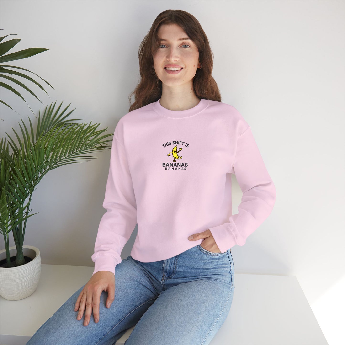 This Shift is Bananas Dancing Embroidered Crewneck Sweatshirt