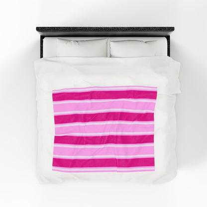 Think Pink Striped Velveteen Plush Blanket