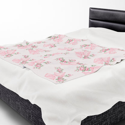 Rosa Beaux Pink Velveteen Plush Blanket