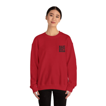 Night Shift Nurse Groovy Embroidered Crewneck Sweatshirt
