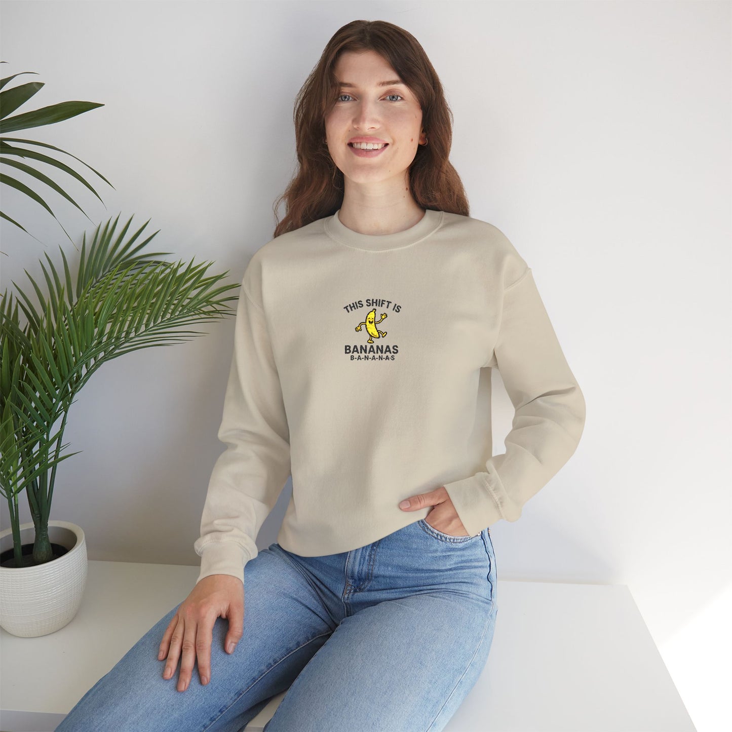 This Shift is Bananas Dancing Embroidered Crewneck Sweatshirt