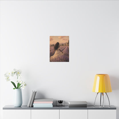 Lavender Field Canvas Print — Woman in Spring Meadow (Matte Stretched)