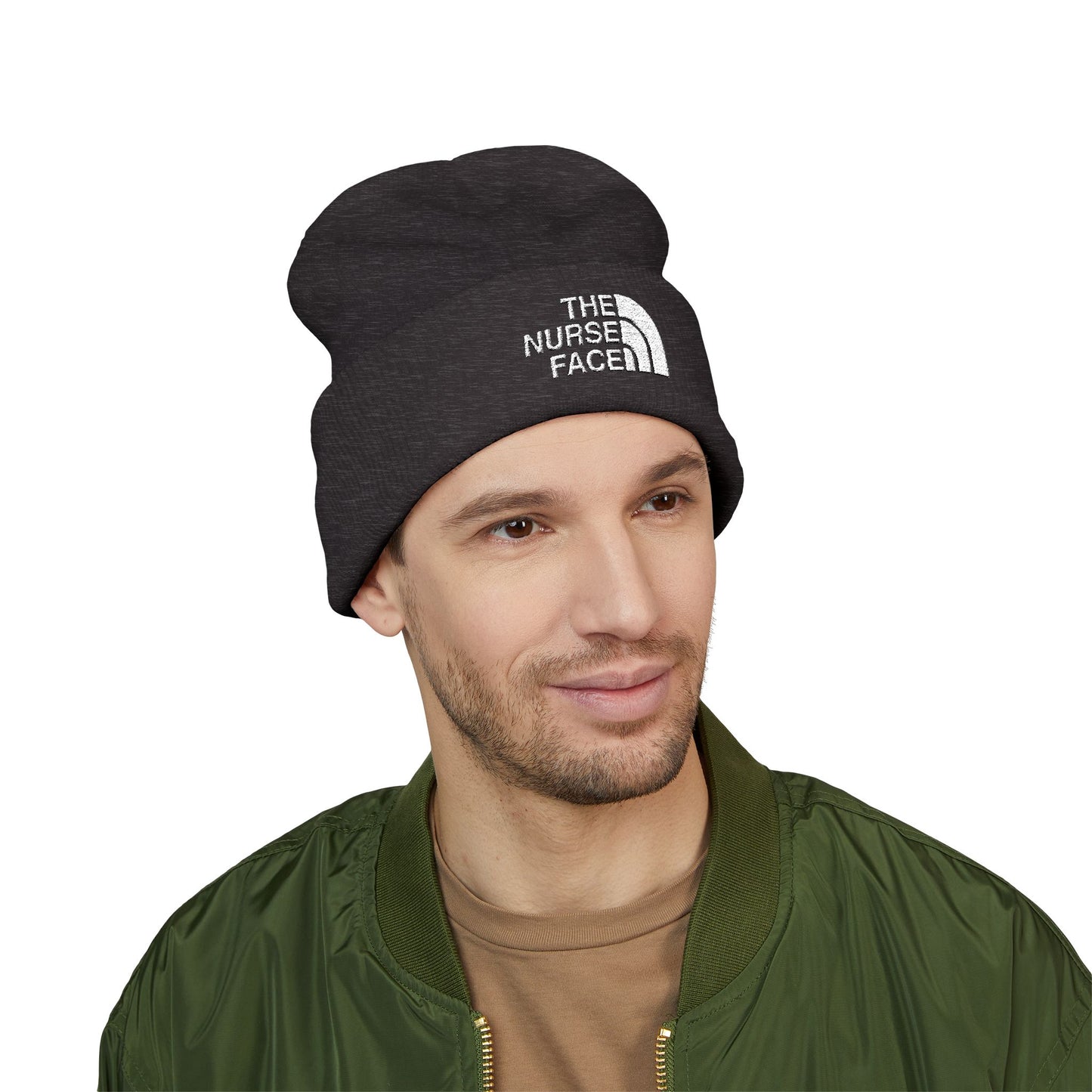 The Nurse Face Embroidered Classic Cuffed Beanie