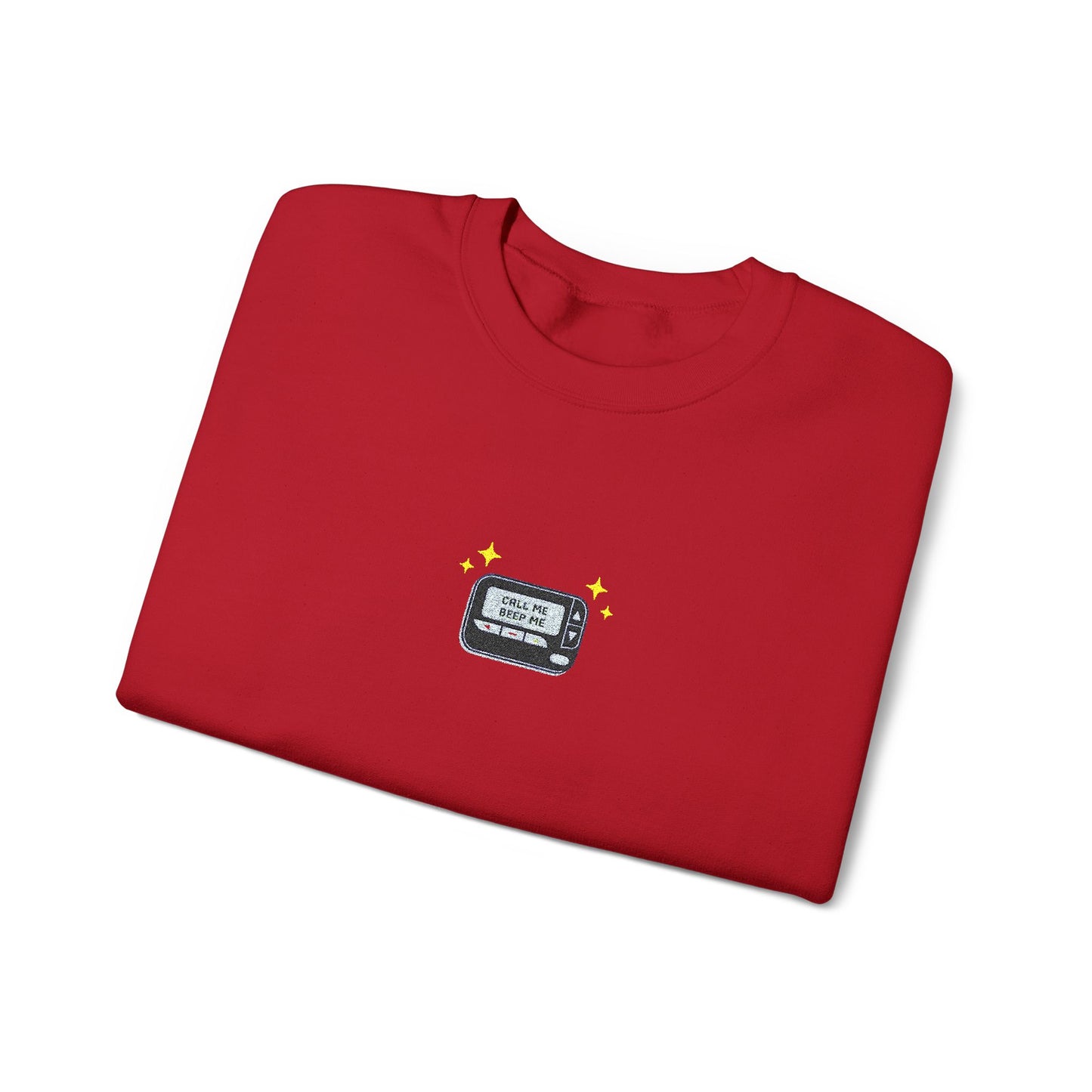 Call Me Beep Me Pager Embroidered Crewneck Sweatshirt