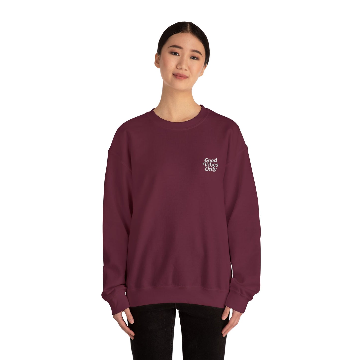 Good Vibes Only Retro Embroidered Crewneck Sweatshirt