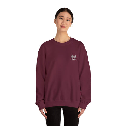 Good Vibes Only Retro Embroidered Crewneck Sweatshirt