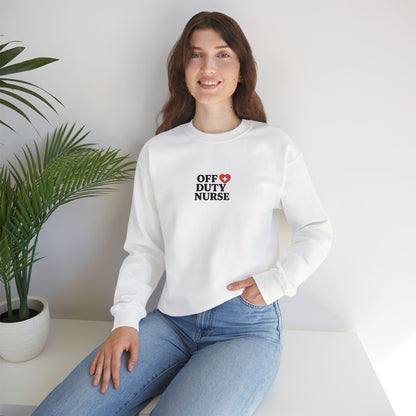 Off Duty Nurse Heart Embroidered Crewneck Sweatshirt