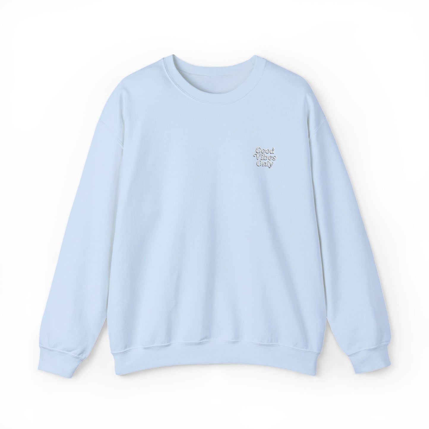 Good Vibes Only Retro Embroidered Crewneck Sweatshirt