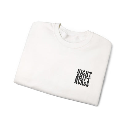Night Shift Nurse Groovy Embroidered Crewneck Sweatshirt