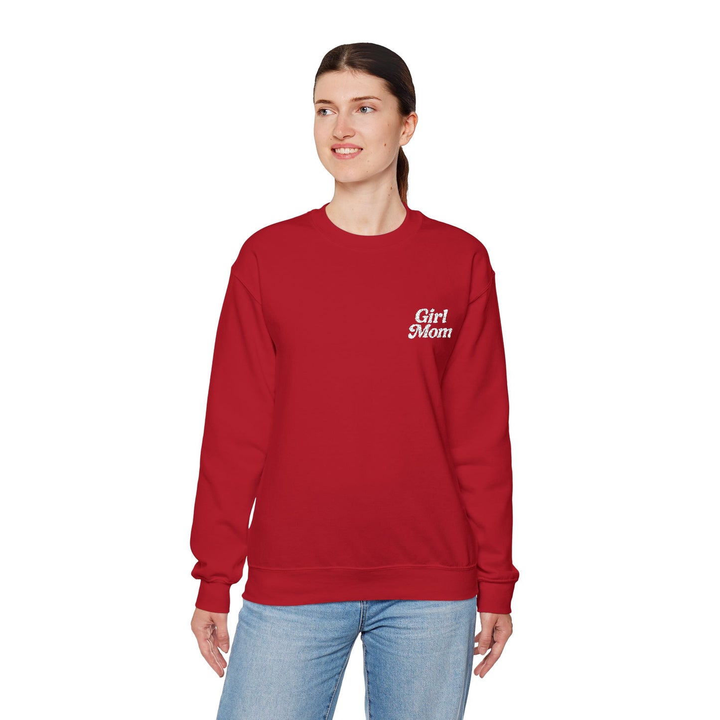Girl Mom Retro Embroidered Crewneck Sweatshirt