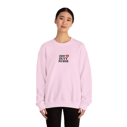 Off Duty Nurse Heart Embroidered Crewneck Sweatshirt