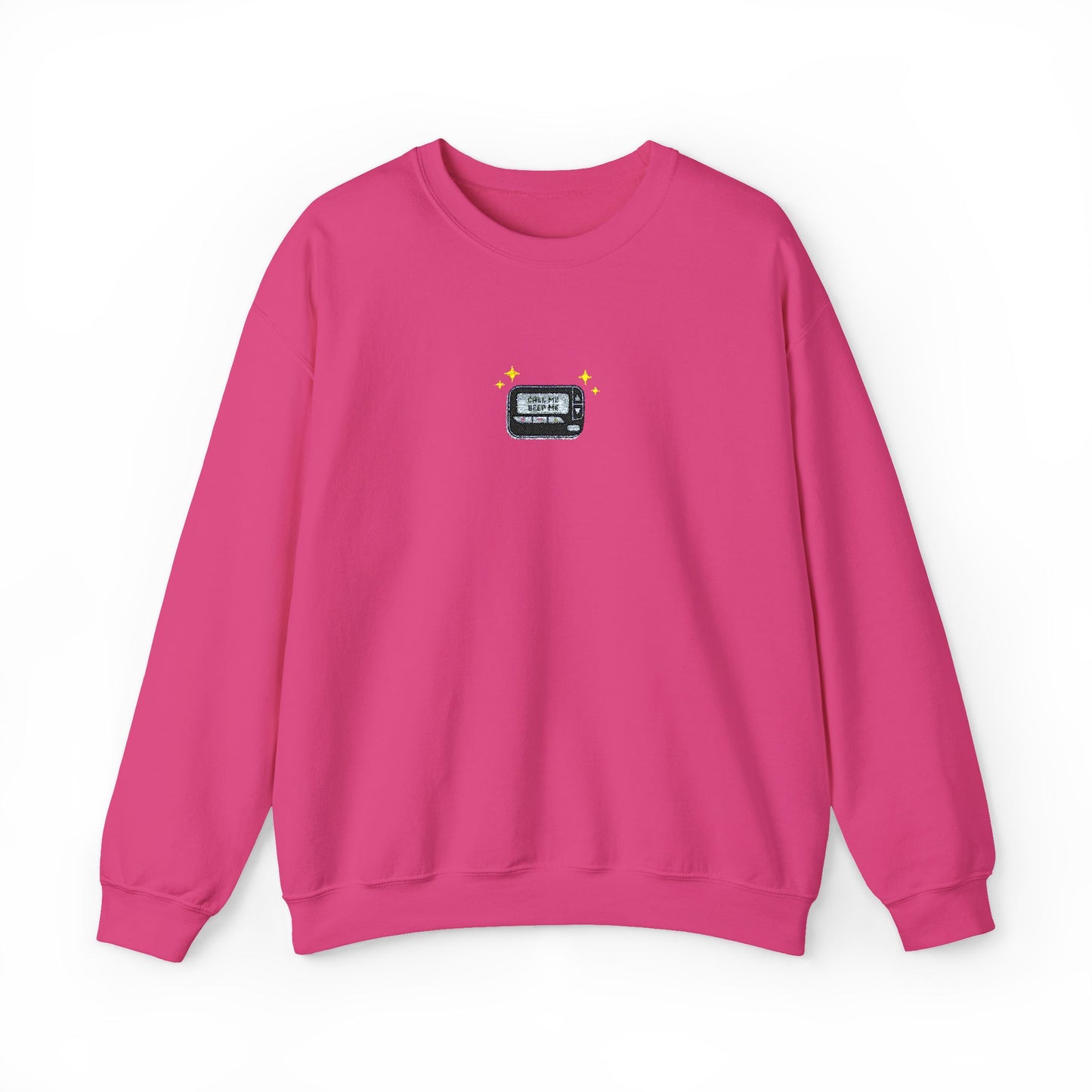 Call Me Beep Me Pager Embroidered Crewneck Sweatshirt