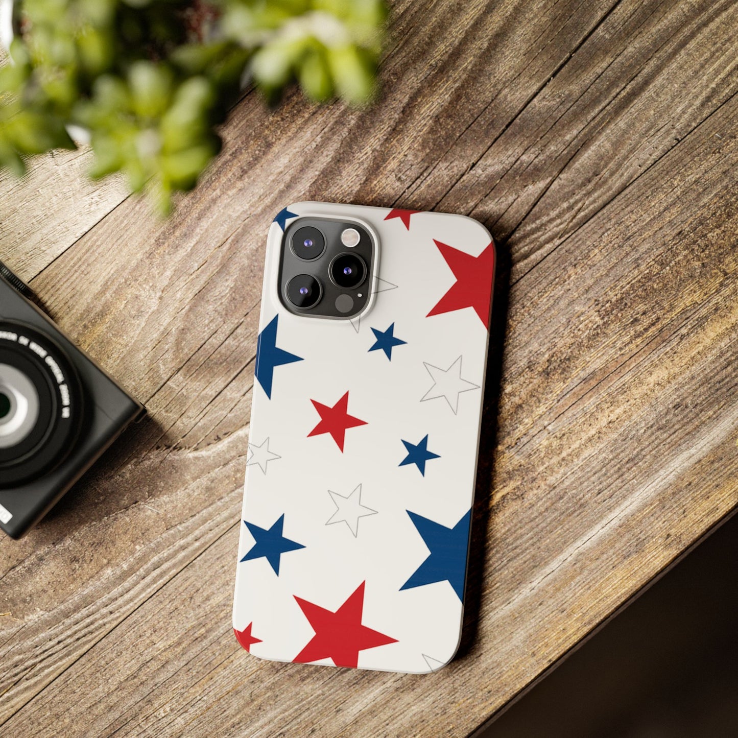 Red White and Blue Stars Slim iPhone Case