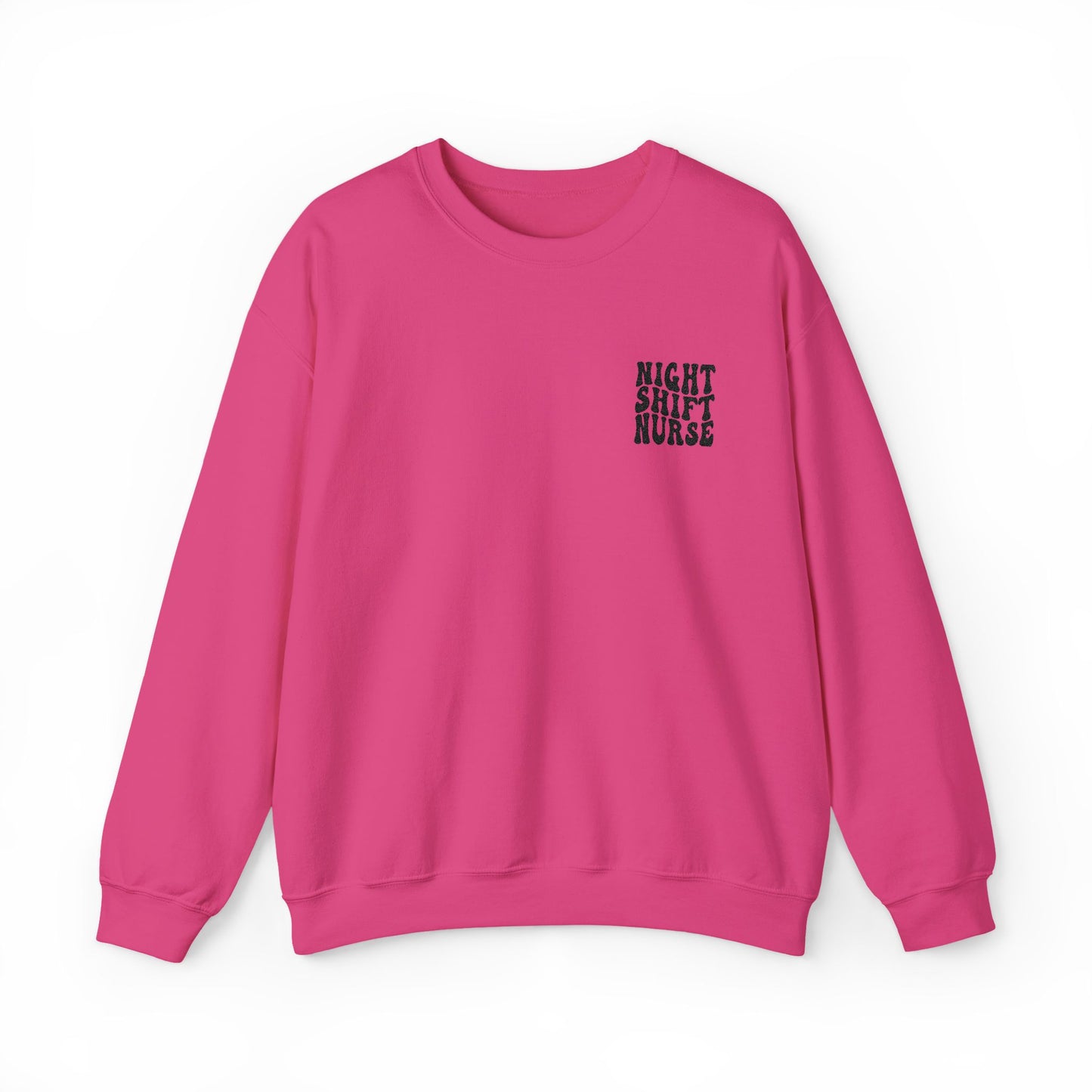 Night Shift Nurse Groovy Embroidered Crewneck Sweatshirt