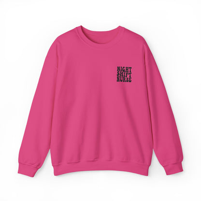 Night Shift Nurse Groovy Embroidered Crewneck Sweatshirt