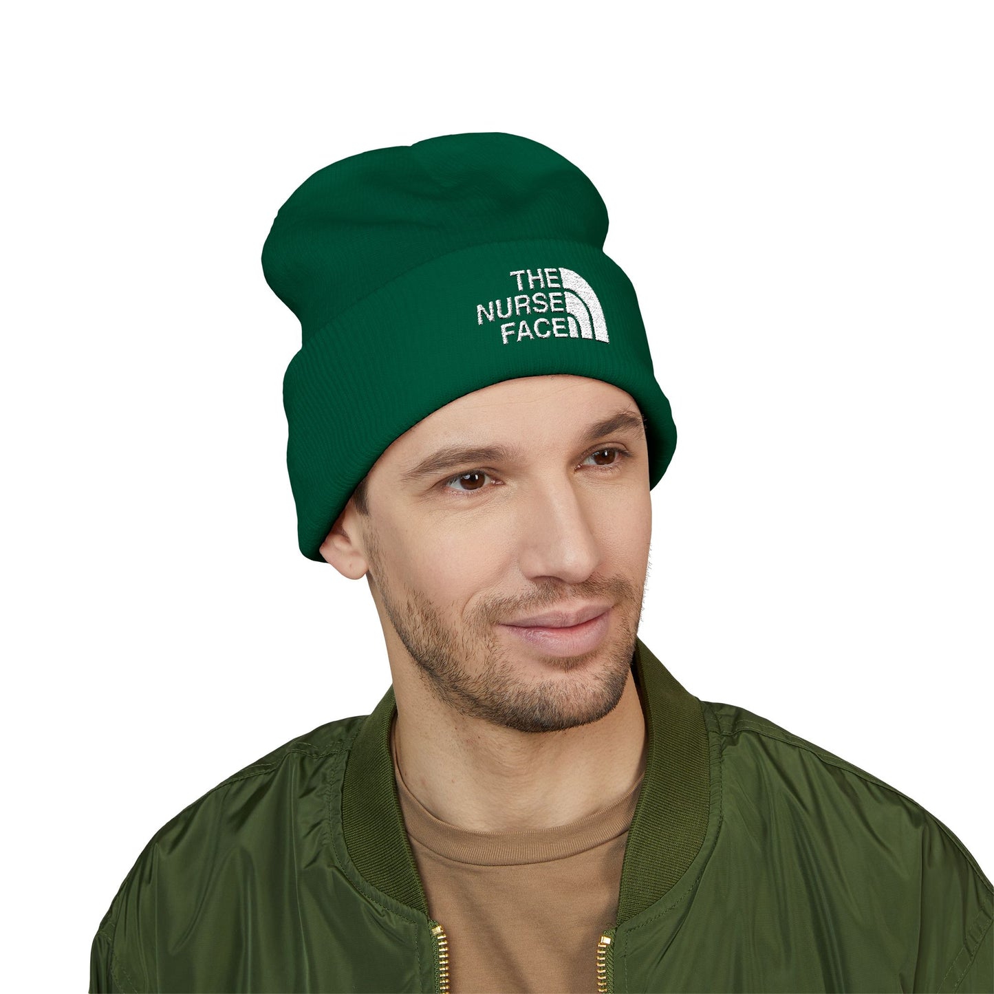 The Nurse Face Embroidered Classic Cuffed Beanie