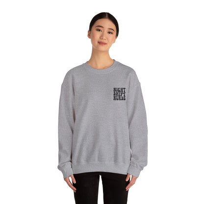 Night Shift Nurse Groovy Embroidered Crewneck Sweatshirt