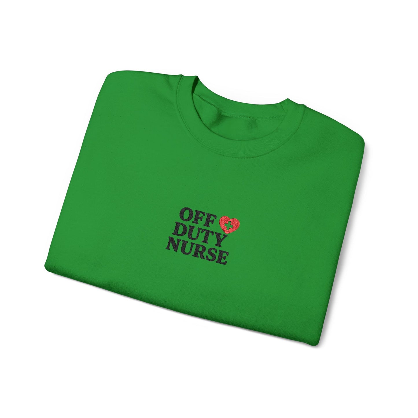 Off Duty Nurse Heart Embroidered Crewneck Sweatshirt