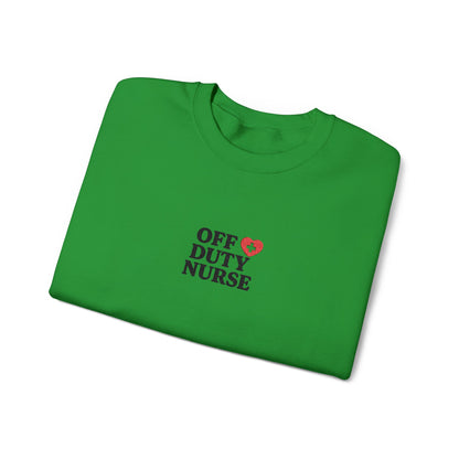 Off Duty Nurse Heart Embroidered Crewneck Sweatshirt