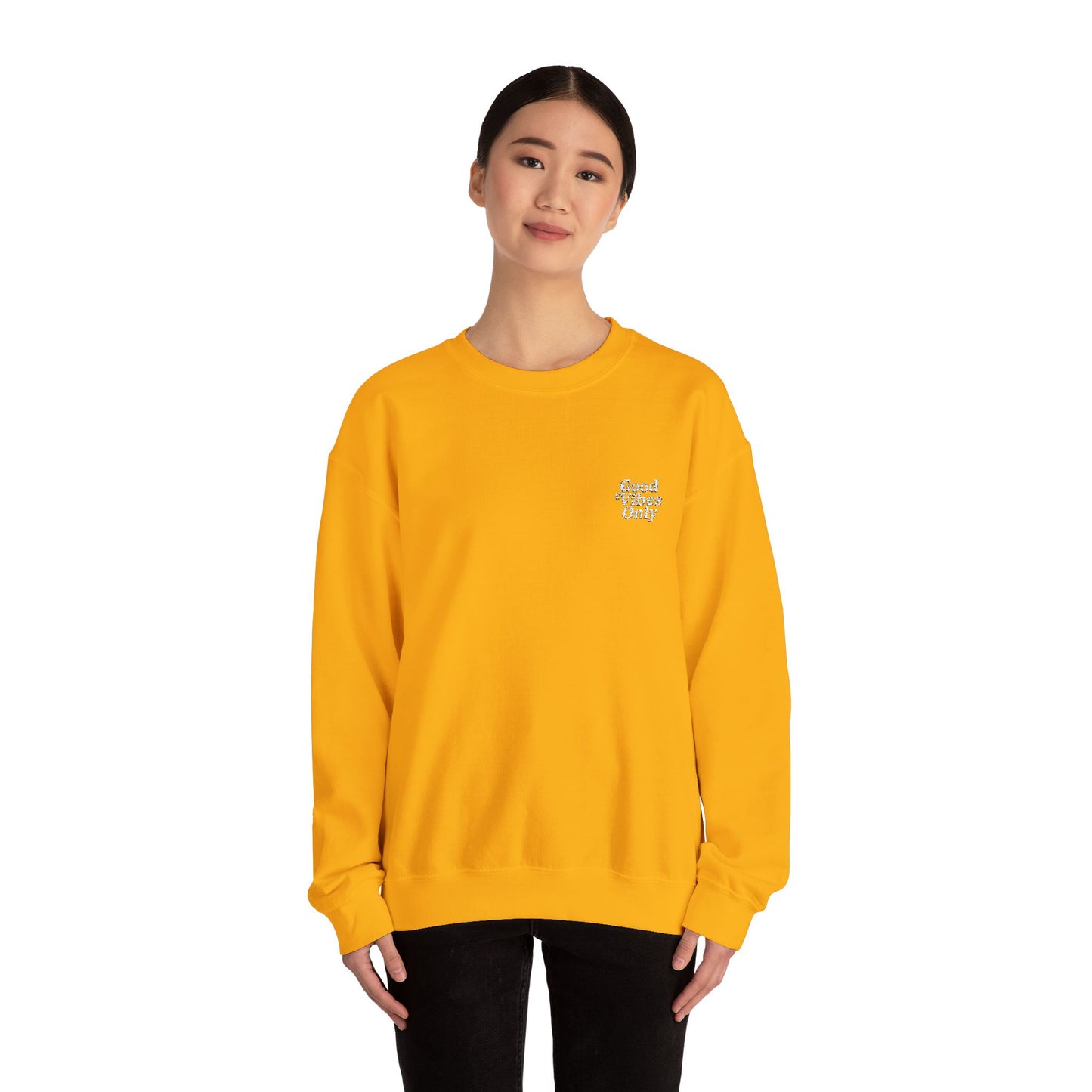 Good Vibes Only Retro Embroidered Crewneck Sweatshirt