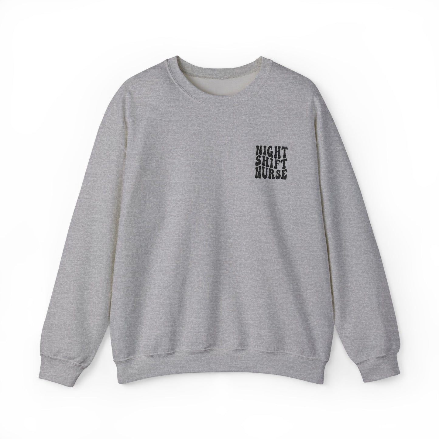 Night Shift Nurse Groovy Embroidered Crewneck Sweatshirt