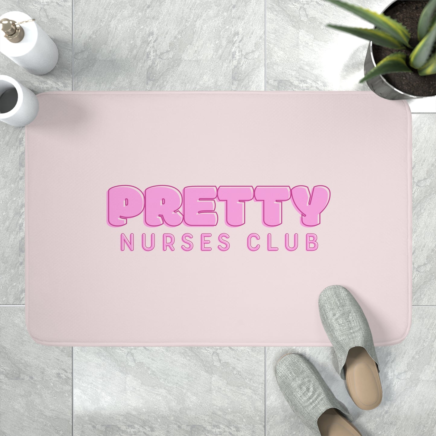 Pretty Nurses Club Pink Memory Foam Bath Mat