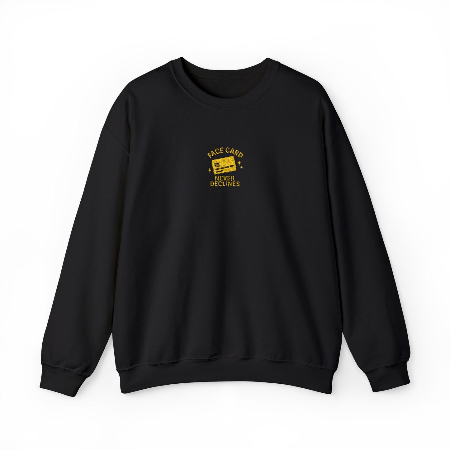 Face Card Never Declines Embroidered Crewneck Sweatshirt